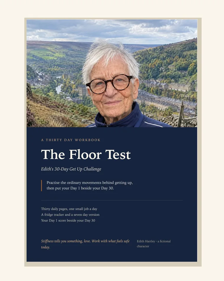 The cover of The Floor Test workbook, navy with the title set in cream.